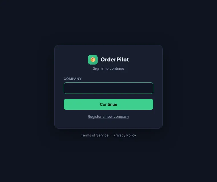 Company step of the sign-in page