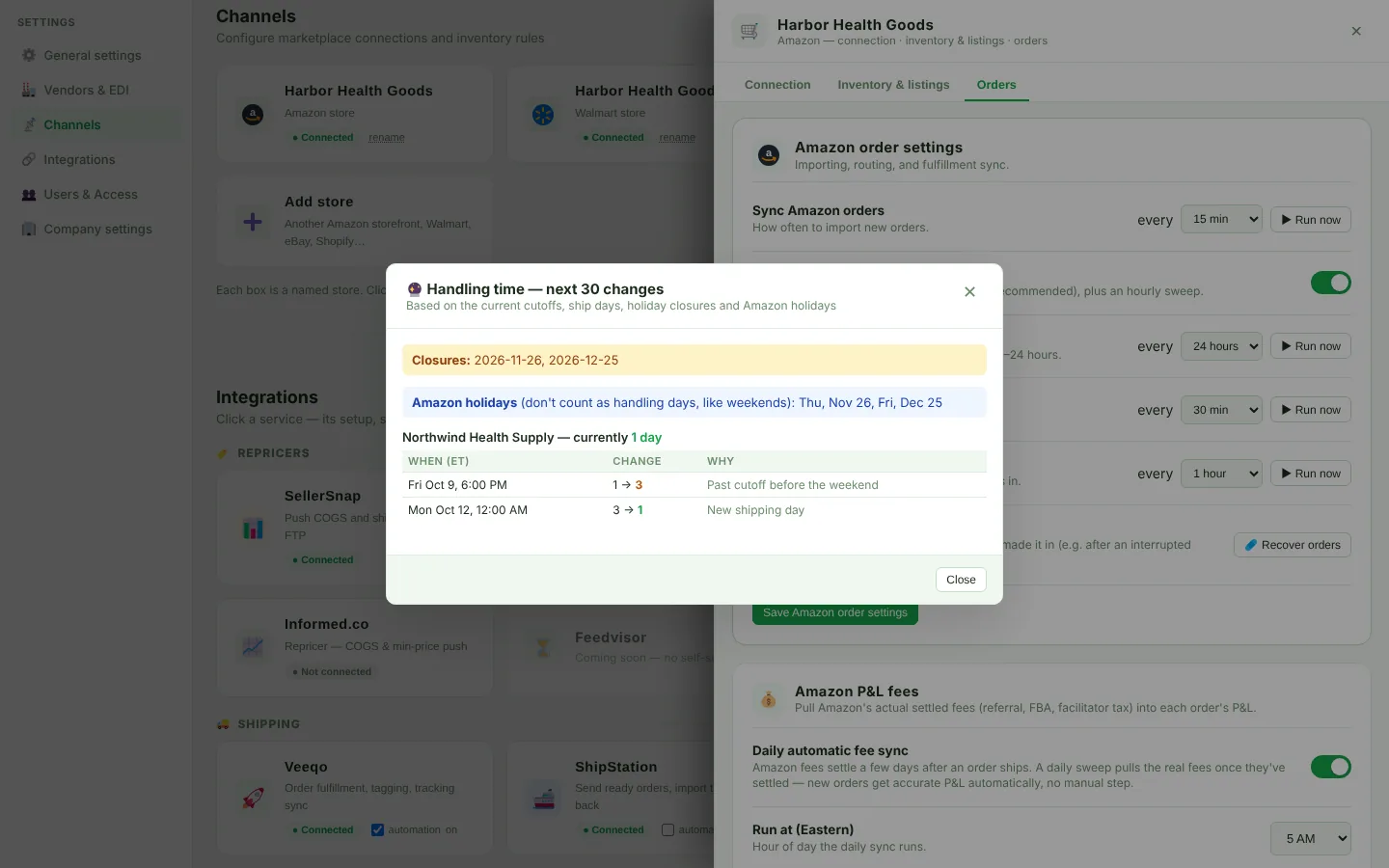 Handling time — next 30 changes