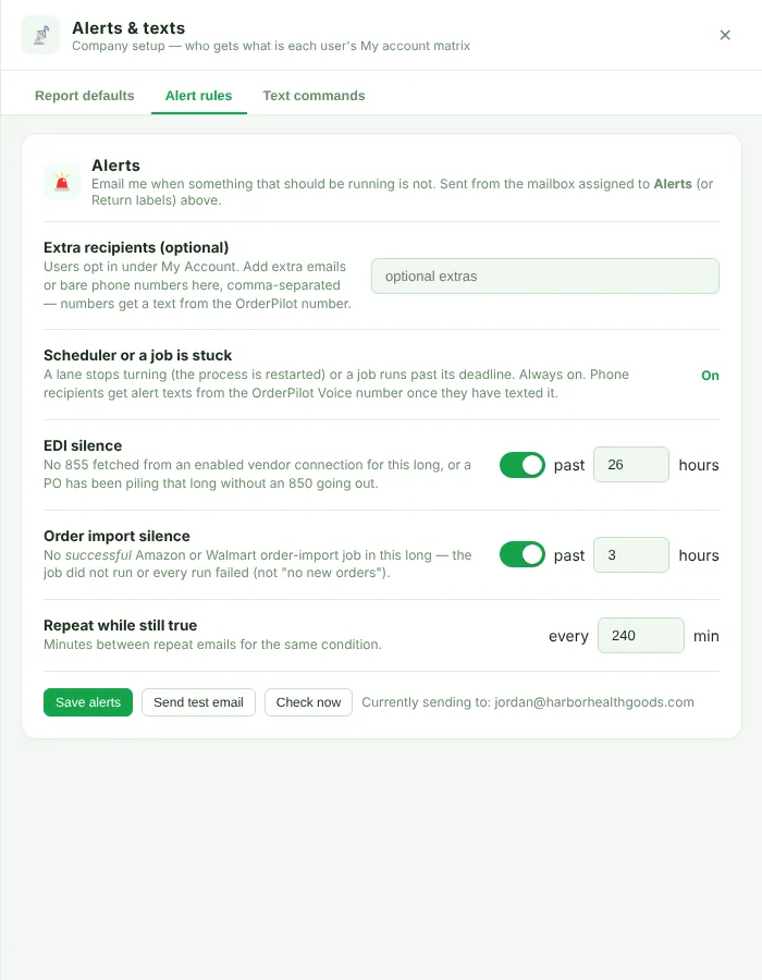 Alert rules tab