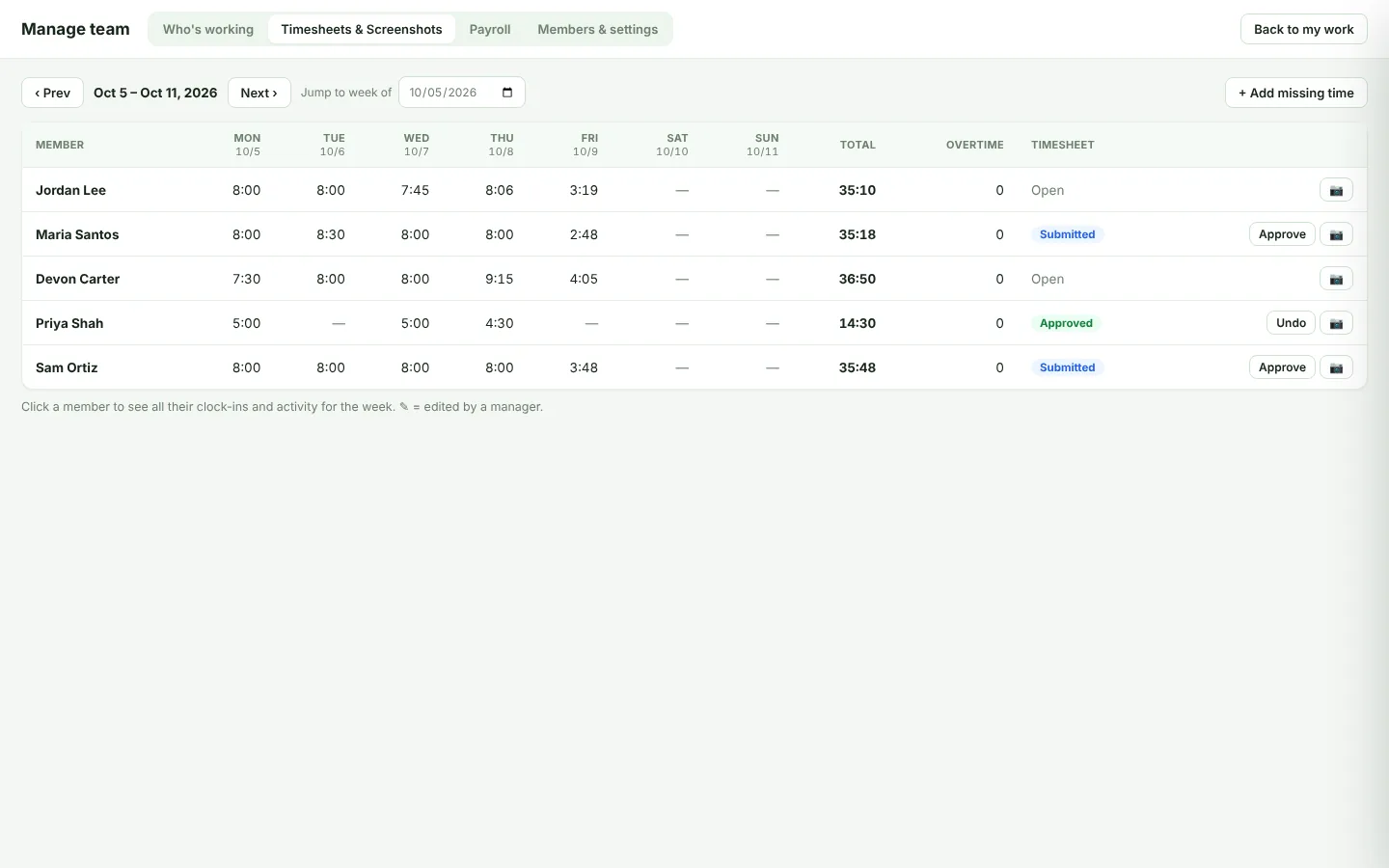 Timesheets
